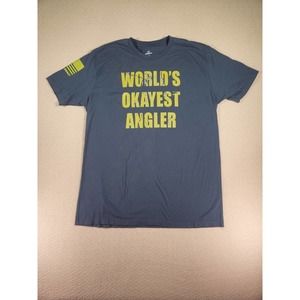 Rugged Legacy Shirt Mens XL Gray Worlds Okayest Angler Short Sleeve Fishing